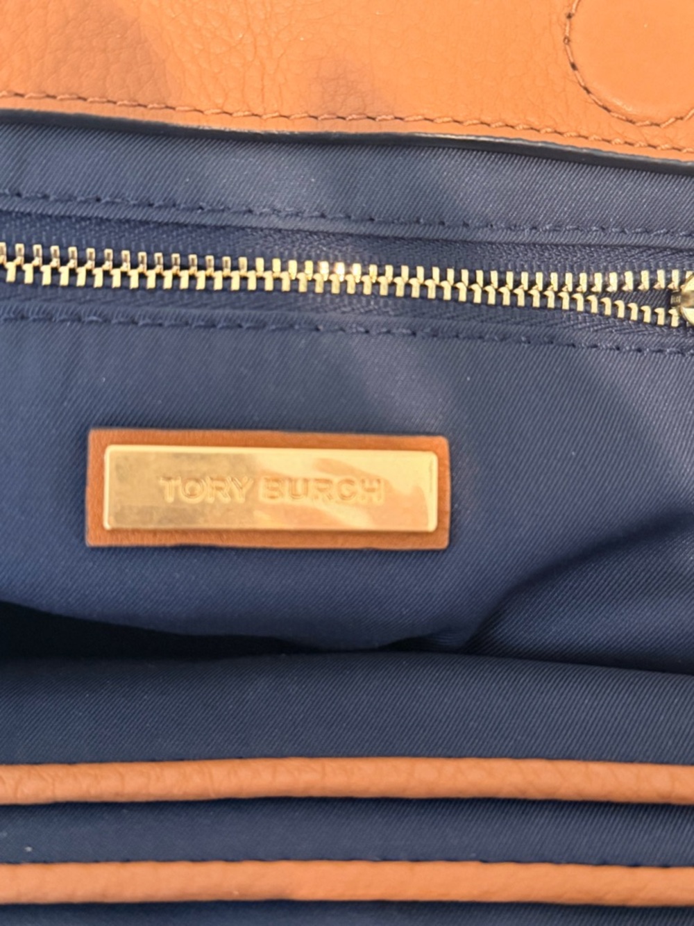 Tory Burch Cognac Leather Half Moon Satchel with Gold Hardware - Picture 5 of 7